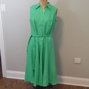 Lauren Ralph Lauren 14 W Green Linen dress